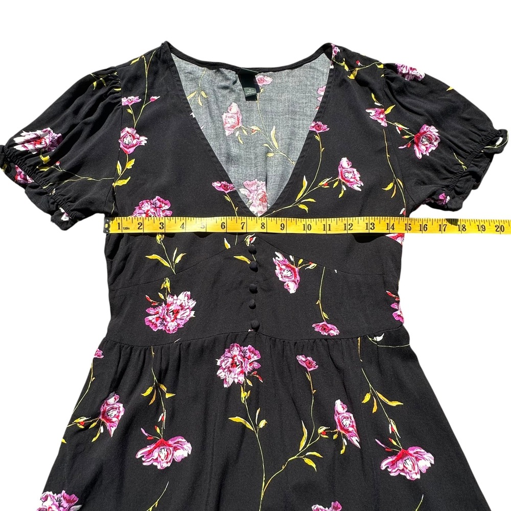 Wild Fable Black Pink Floral Babydoll Mini Dress Size Small Coquette Soft Girl - Picture 9 of 9